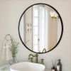 24" Wall Mirror Bathroom Mirror Wall Mounted Round Mirror; Black