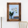 Rustic Wooden Framed Wall Mirror; Decorative Wood Wall Mirror for Living Room or Bathroom Vanity; Farmhouse Bathroom Mirror Rectangle Hanging Mirror H