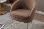 Soft Teddy Fabric Accent Armchair Dining Chair With Shining Electroplated Chrome Legs