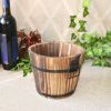 Rustic Succulent Planter Wooden Barrel Empty Flower Pot Container Garden Decor