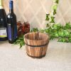 Rustic Succulent Planter Wooden Barrel Empty Flower Pot Container Garden Decor