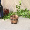 Rustic Succulent Planter Wooden Barrel Empty Flower Pot Container Garden Decor