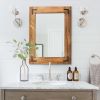 Rustic Wooden Framed Wall Mirror; Decorative Wood Wall Mirror for Living Room or Bathroom Vanity; Farmhouse Bathroom Mirror Rectangle Hanging Mirror H