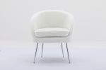 Soft Teddy Fabric Accent Armchair Dining Chair With Shining Electroplated Chrome Legs