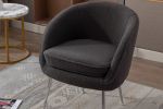 Soft Teddy Fabric Accent Armchair Dining Chair With Shining Electroplated Chrome Legs