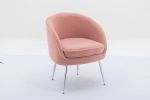 Soft Teddy Fabric Accent Armchair Dining Chair With Shining Electroplated Chrome Legs