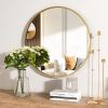 24" Wall Mirror Bathroom Mirror Wall Mounted Round Mirror; Black