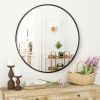 24" Wall Mirror Bathroom Mirror Wall Mounted Round Mirror; Black